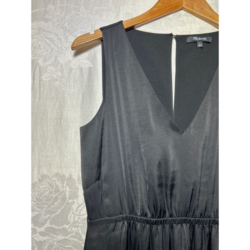 Madewell Satin Dress 0 Black Sheath Sleeveless Knee Length LBD Slip - Picture 3 of 12